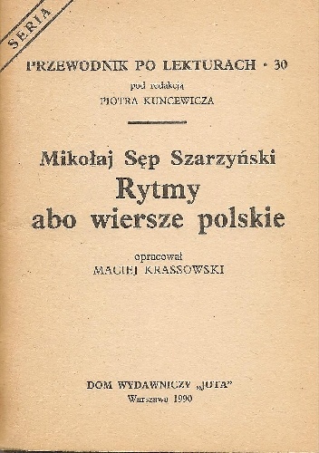 Okładka: Maciej Krassowski - Mikołaj Sęp Szarzyński. Rytmy abo wiersze polskie