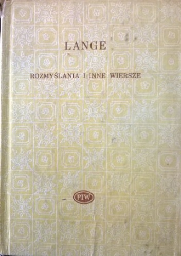 Okładka: Antoni Lange - Rozmyślania i inne wiersze