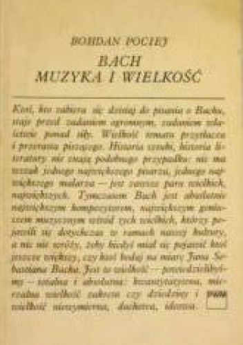 Okładka: Bohdan Pociej - Bach. Muzyka i wielkość