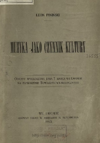 Okładka: Leon Piniński - Muzyka jako czynnik kultury