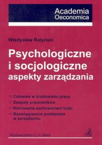 Okładka: Władysław Ratyński - Psychologiczne i socjologiczne aspekty zarządzania
