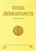 Okładka:  Redakcja pisma Studia Źródłoznawcze - Studia źródłoznawcze tom XLIV