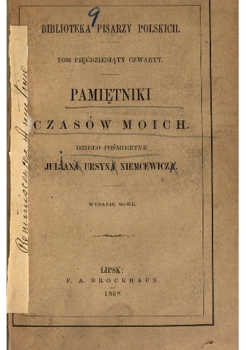 Okładka: Julian Ursyn Niemcewicz - Pamiętniki czasów moich