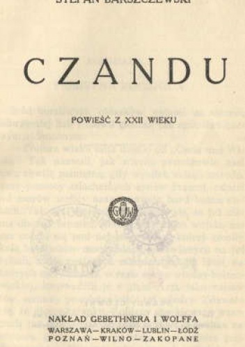 Okładka: Stefan Barszczewski - Czandu. Powieść z XXII wieku