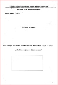 Okładka: Ryszard Majewski - VIII Okręg Wojskowy Wehrmachtu we Wrocławiu (1936-1945)