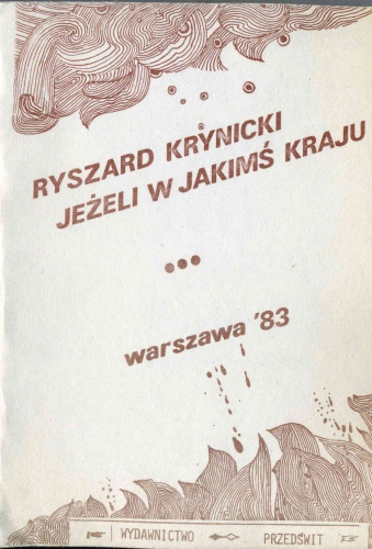 Okładka: Ryszard Krynicki - Jeżeli w jakimś kraju