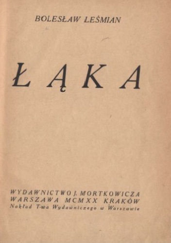 Okładka: Bolesław Leśmian - Łąka